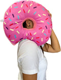 TRUYOND donut pillow for ear piercing in pink icing offers side-sleep comfort.