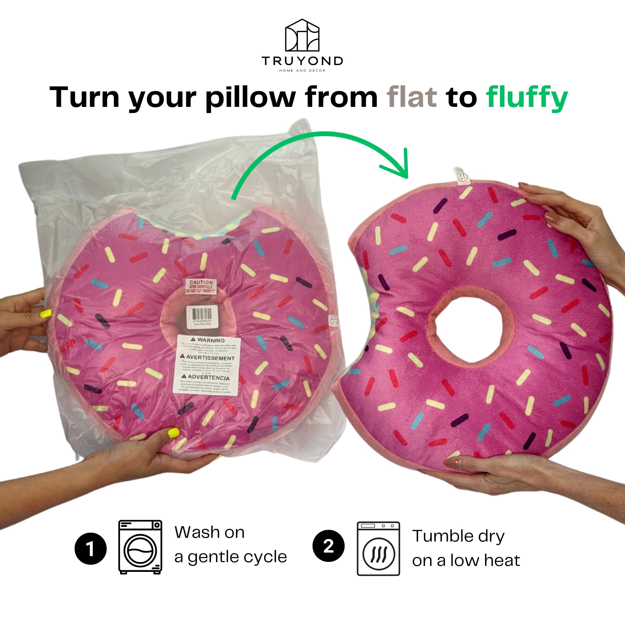 TRUYOND donut pillow shown for plane and journey use.