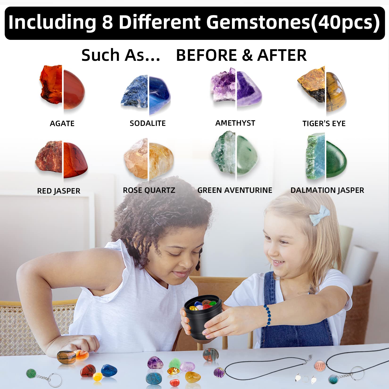 Rough gemstones pack to start your tumbling project