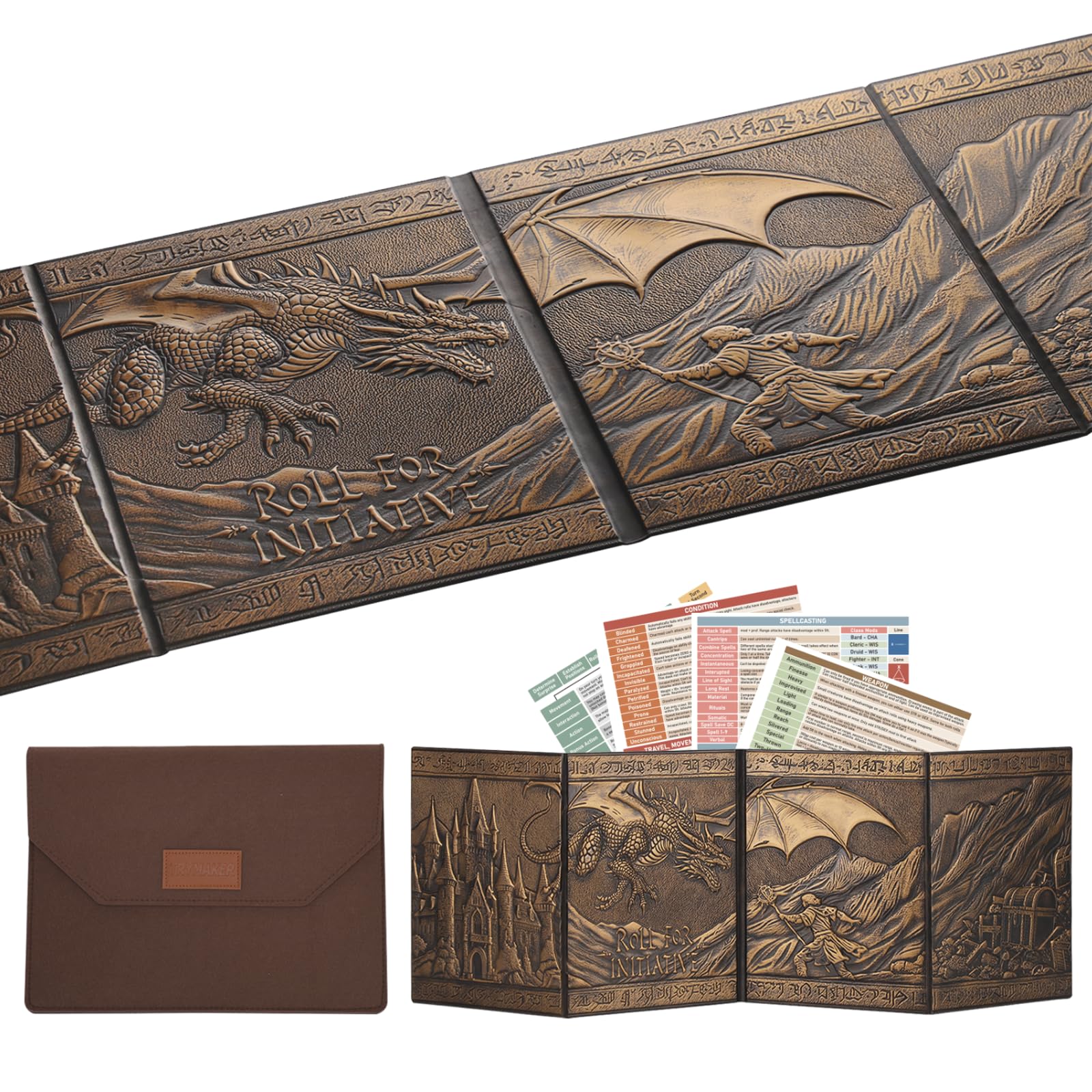Trymaker DM Screen with embossed leather finish for immersive tabletop campaigns