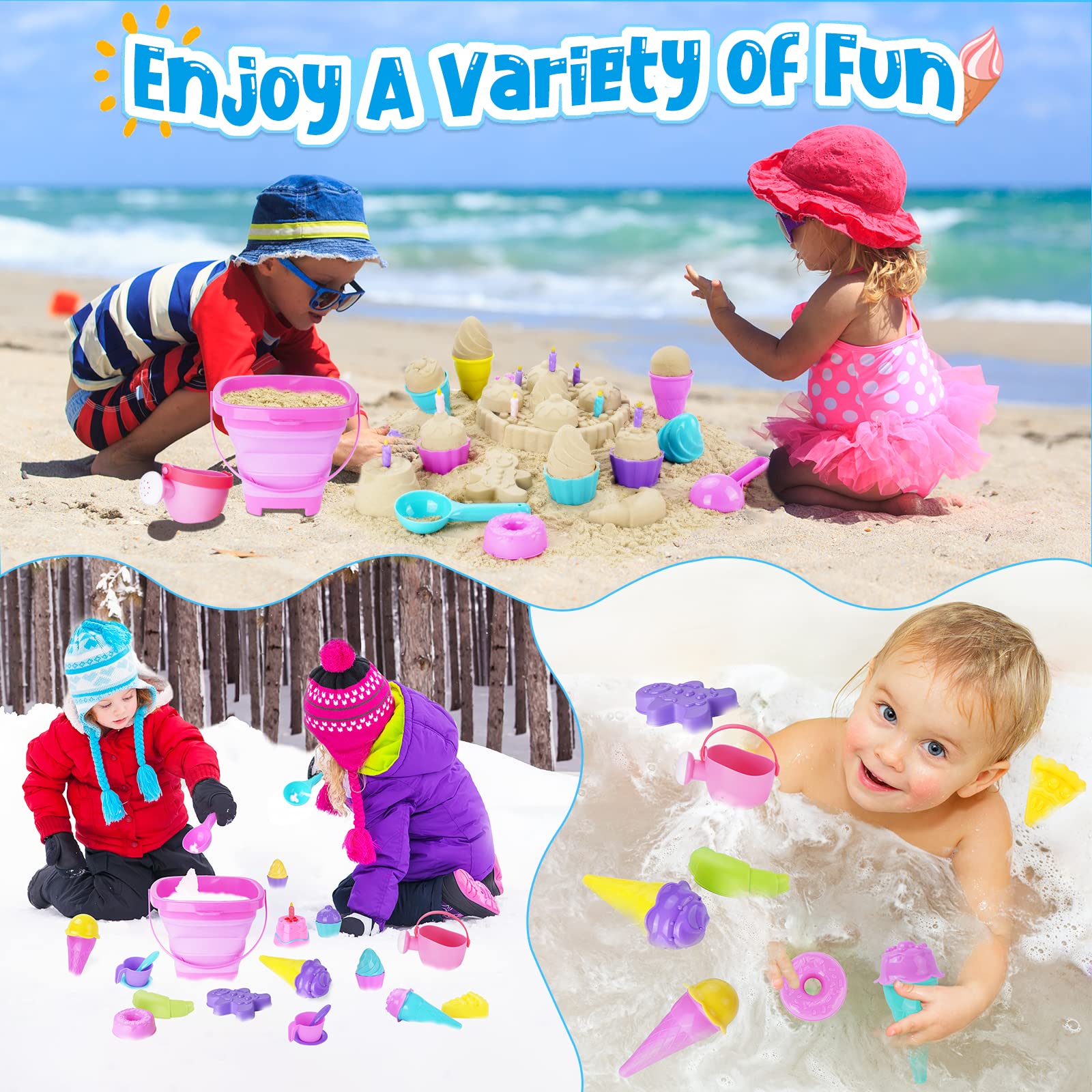 TSDATOWR bright-color sand molds add visual appeal and engaging playtime.