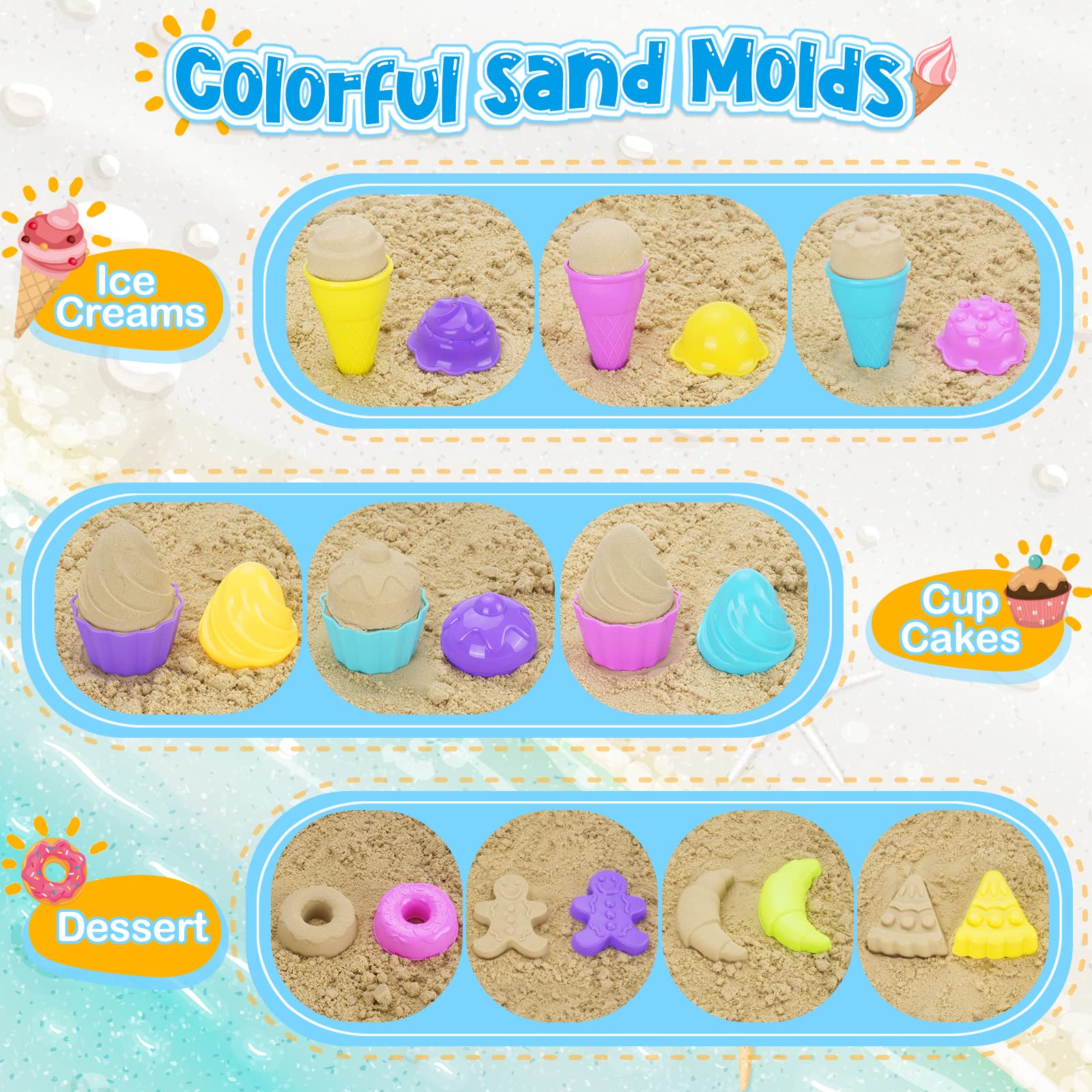 TSDATOWR dessert molds kit enables kids to create pretend sweet treats.