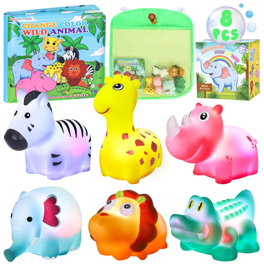 TSDATOWR light-up zoo animals bath toys float and glow for engaging bath time