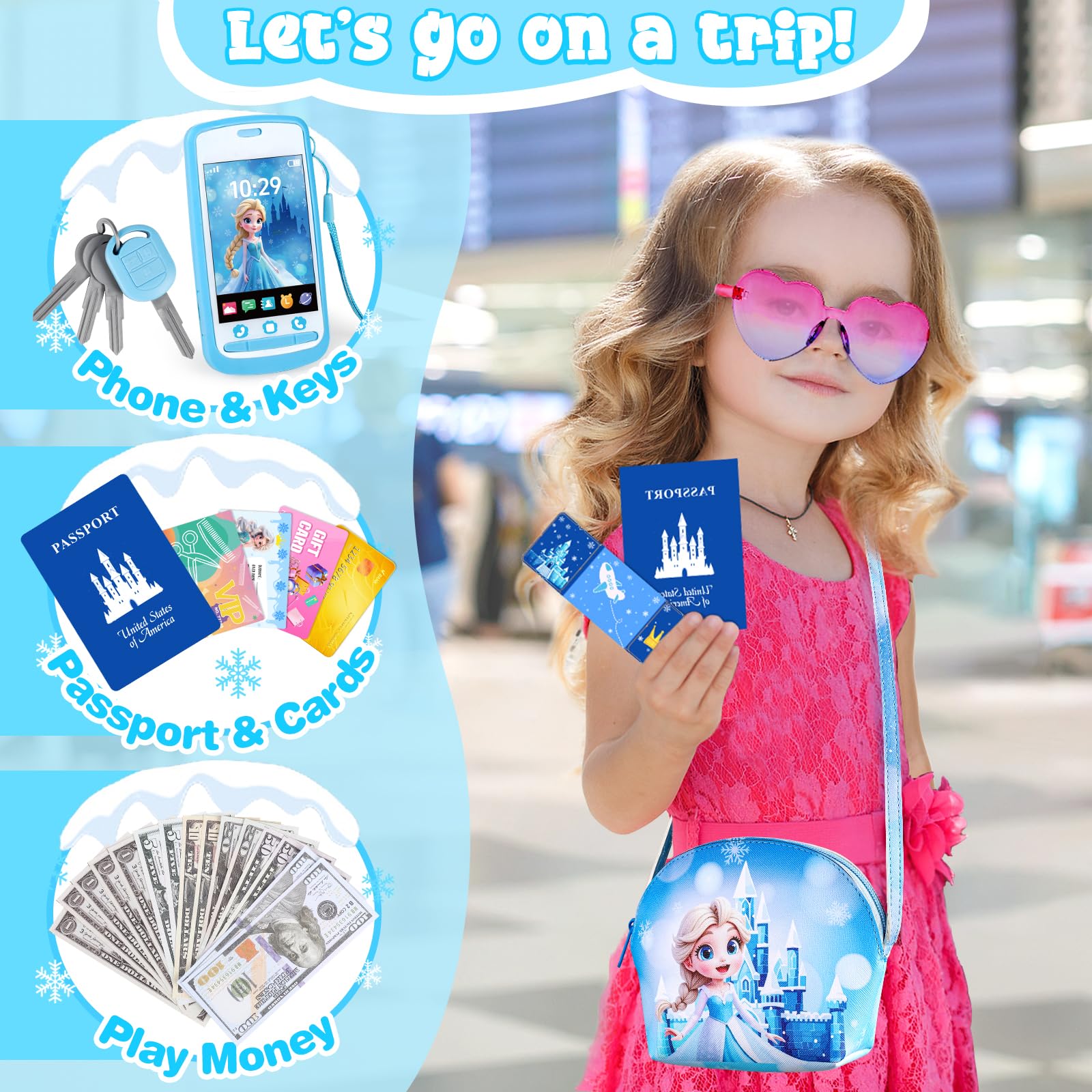 TSDATOWR Play Wallet with pretend money and cards for kid friendly shopping