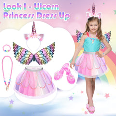 TSDATOWR rainbow tutu skirt with flower petals for twirl-worthy princess looks.