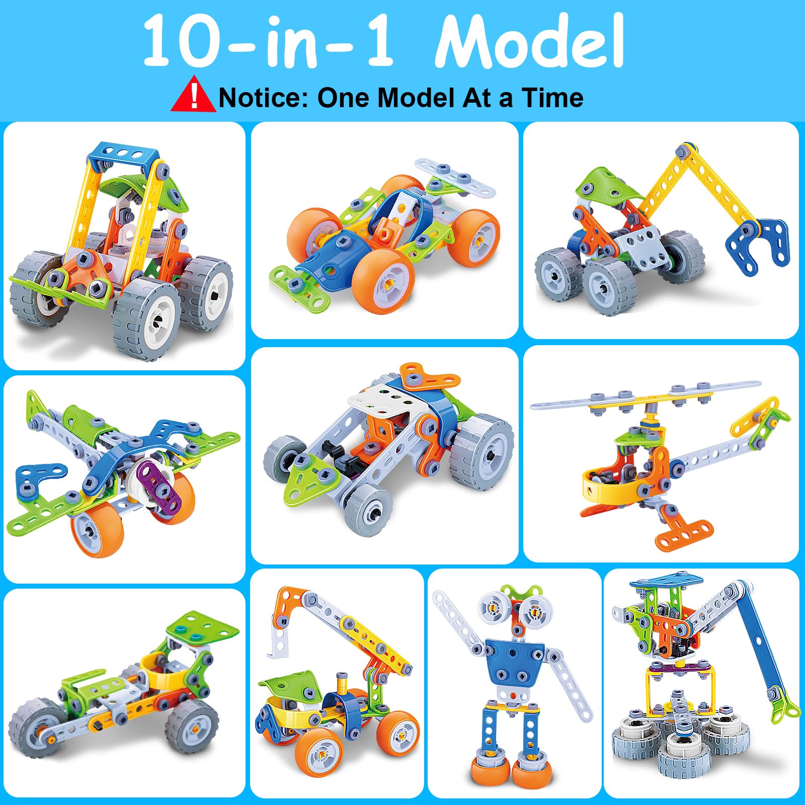 Tsomtto 10-in-1 racing-car model promotes focus and hands-on problem solving.