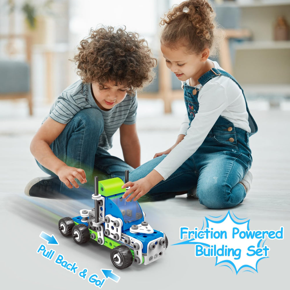 Tsomtto 18-in-1 STEM toy racing car model highlighting friction-powered action
