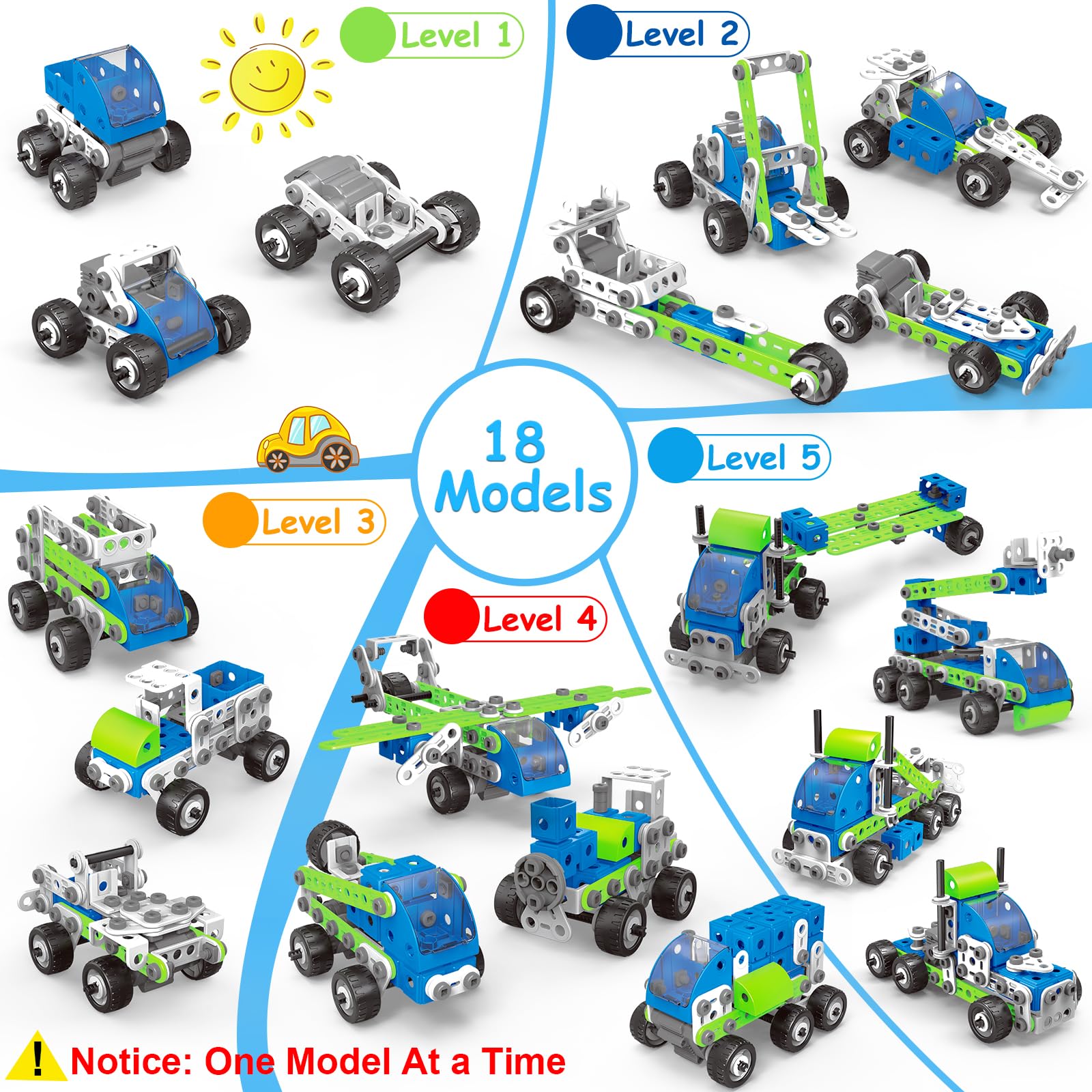 Tsomtto 18-in-1 STEM toy rocket car model ready for build
