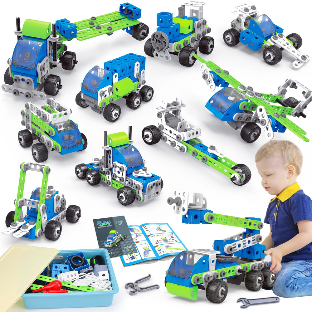 Tsomtto 18-in-1 STEM toy set packaging showing bright pieces for creative play