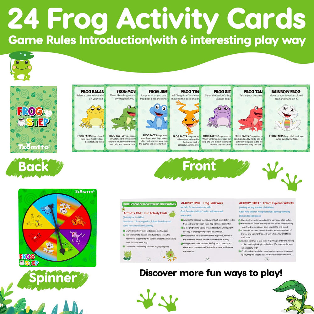 Tsomtto activity cards and spinner with frog themed prompts
