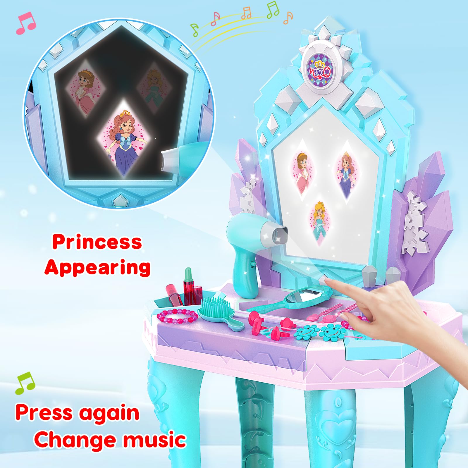 Tsomtto Frozen accessory pack includes rings and hair tools for creative dress-up sessions.