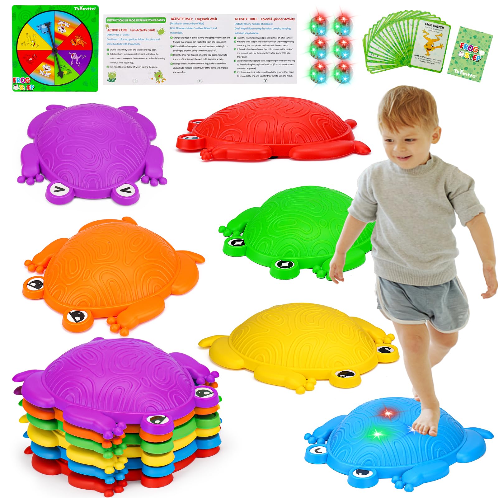 Tsomtto rainbow frog stepping stones for active balance play outdoors