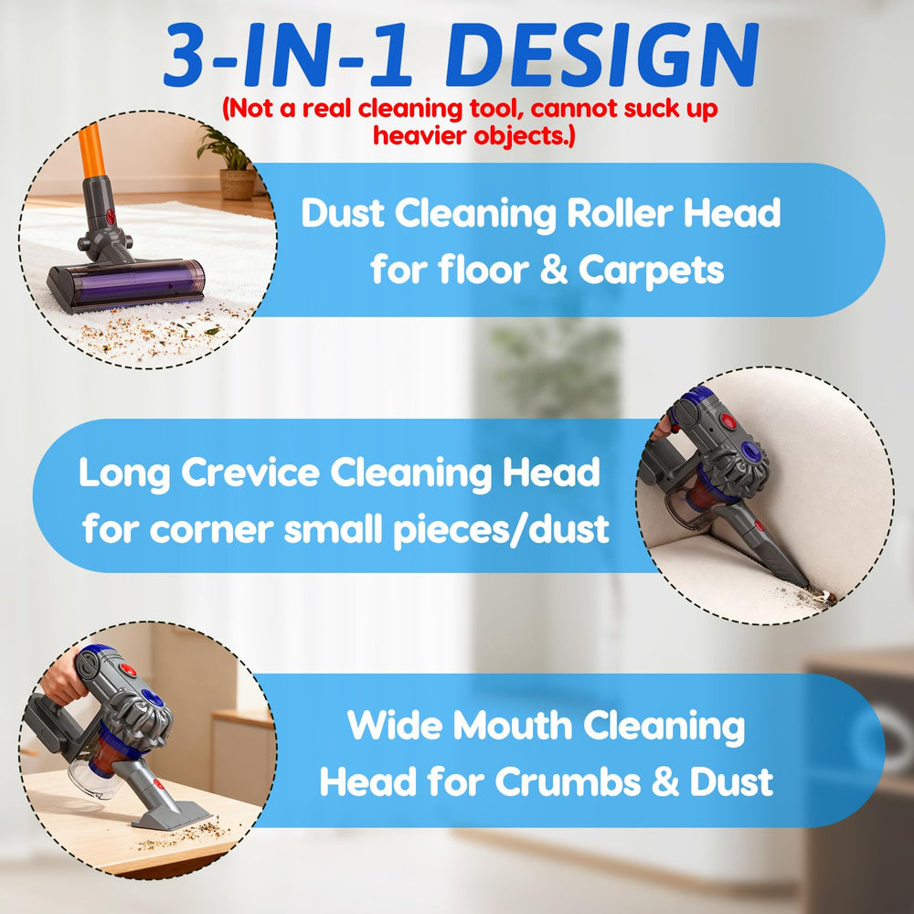 Three interchangeable heads tackle floors, tables, and crevices.
