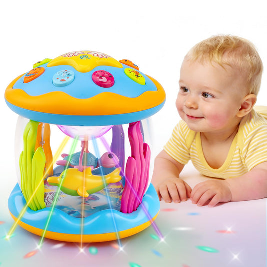 Tsomtto ocean-rotating-projector-toy shows 360° scenes for imaginative play