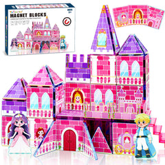 Tsomtto Princess Magnetic Tiles castle assembly for imaginative play and fine motor growth.