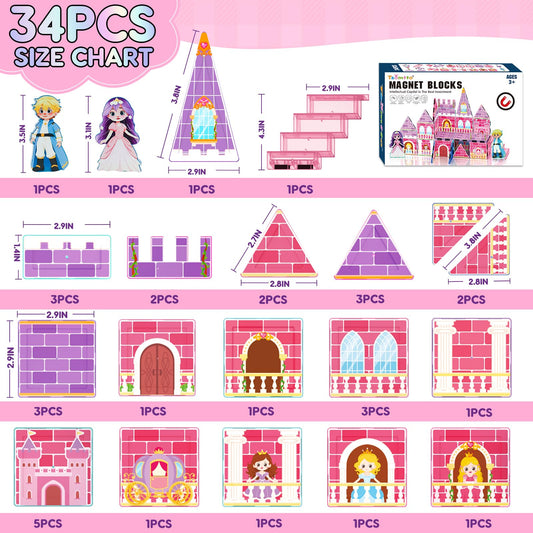 Tsomtto Princess Magnetic Tiles princess figures for storytellng and role-play fun.