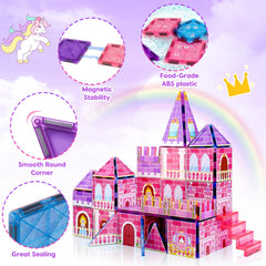 Tsomtto Princess Magnetic Tiles storage basket keeps tiles organized for travel.