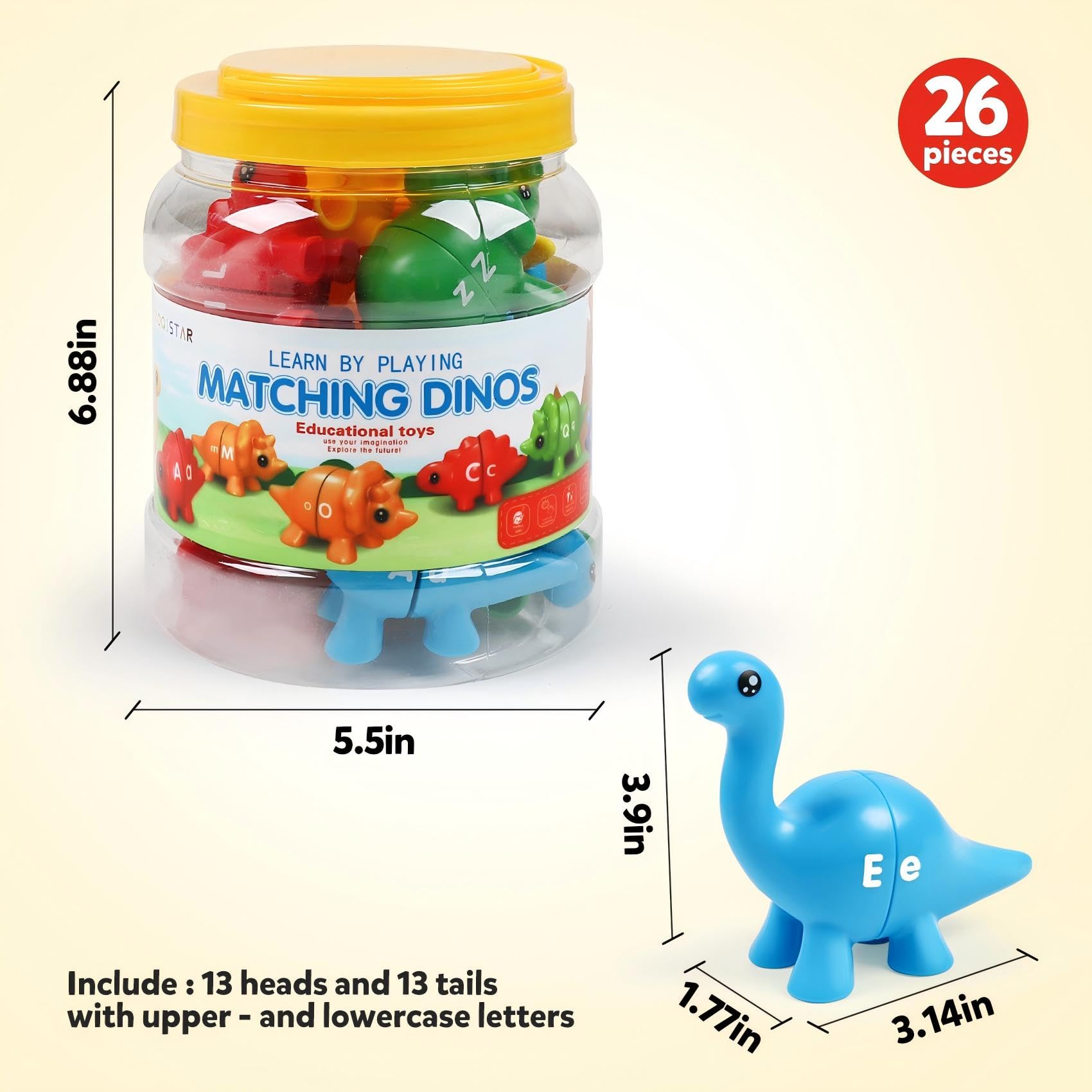 TSYAN alphabet dinosaur with 26 letters fosters early literacy play.