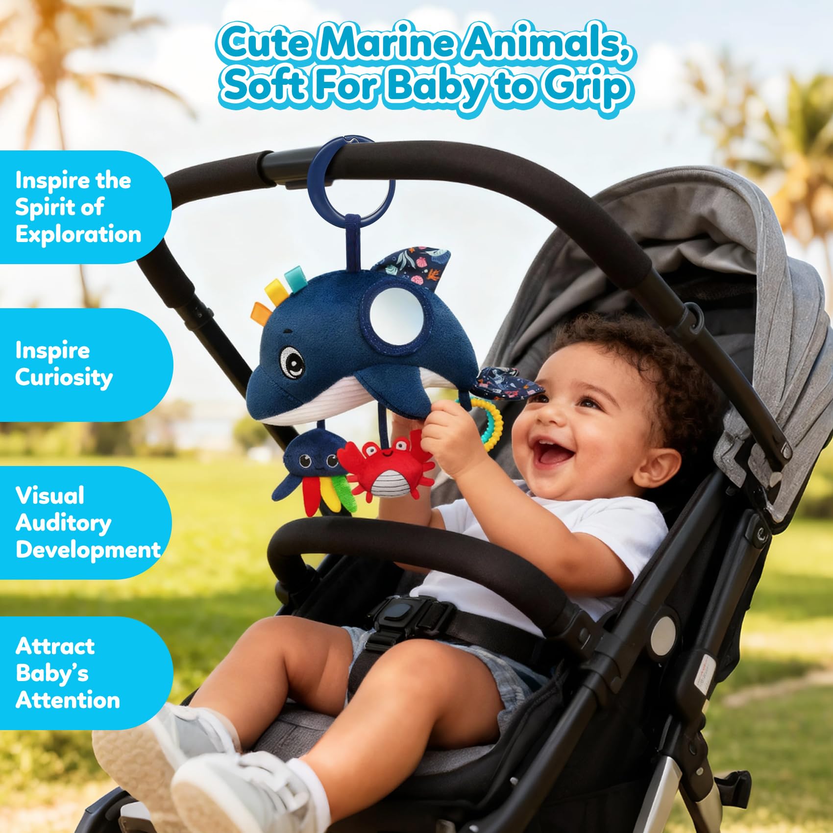 TSYAN car seat toy crinkle textures to stimulate curious fingers.