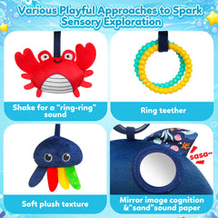 TSYAN car seat toy octopus with soft textures for tactile exploration.
