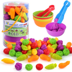 TSYAN counting vegetables sensory set with color bowls for sorting practice.