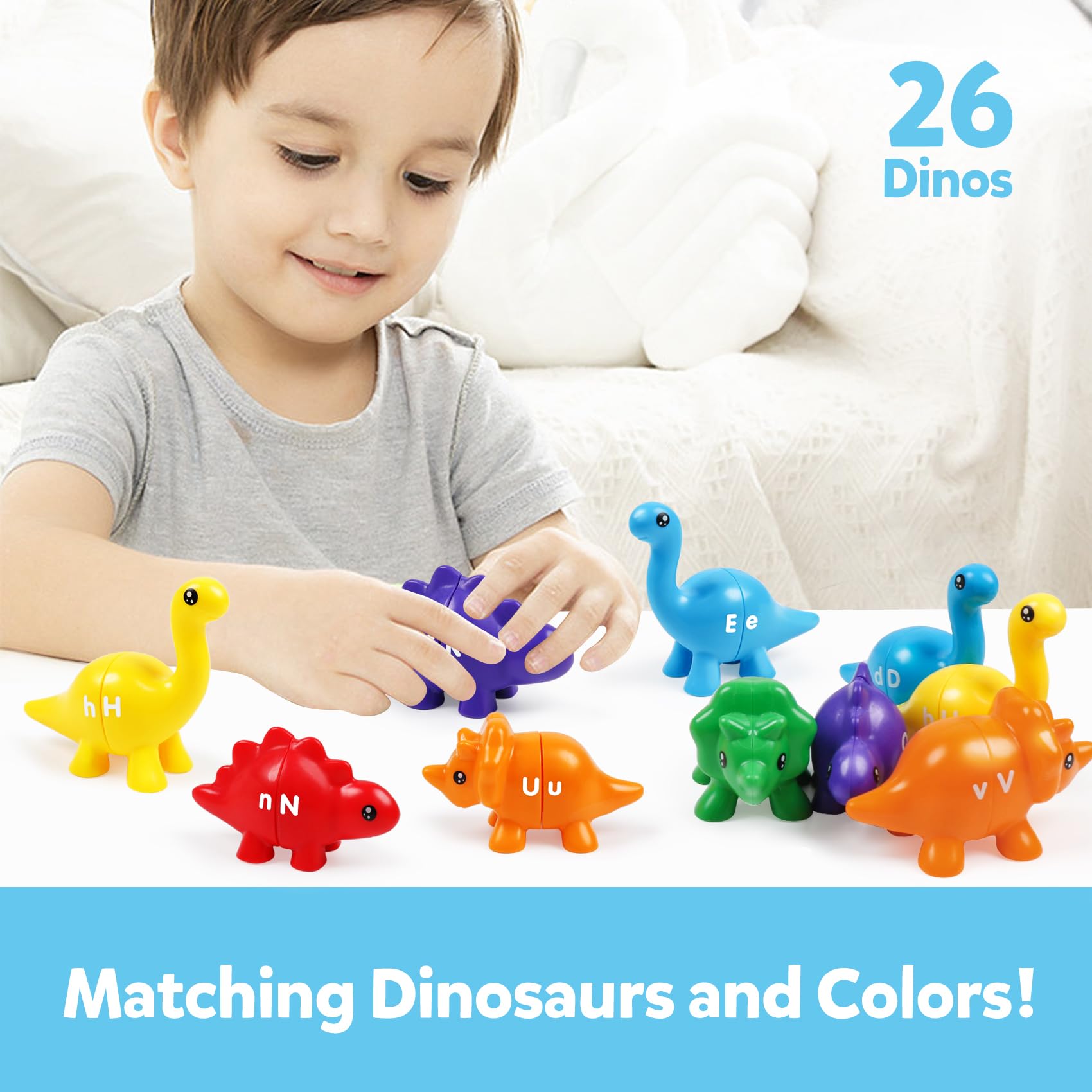 TSYAN dinosaur letter sort game supports uppercase and lowercase practice.