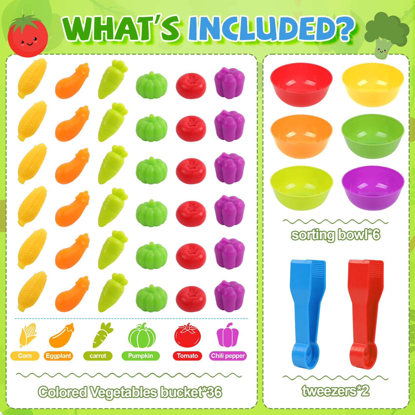 TSYAN rainbow vegetables encouraging color recognition through hands-on play.