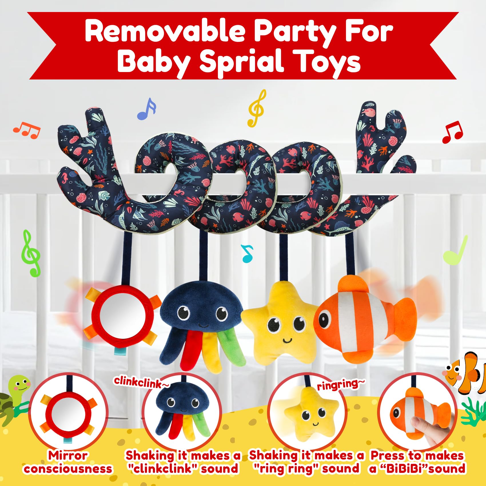 TSYAN spiral toy wraps around stroller handles for mess-free on-the-go play.