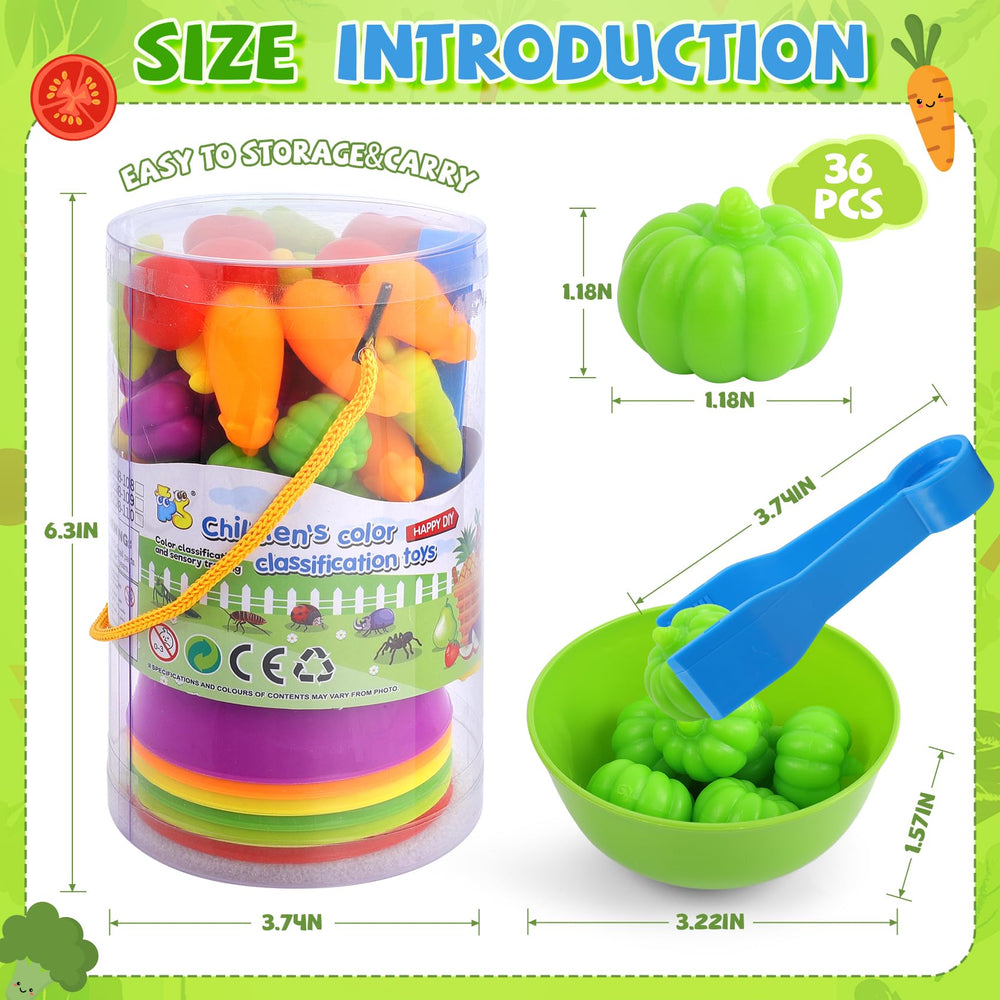 TSYAN vegetable counting game with tweezers to boost fine motor skills.