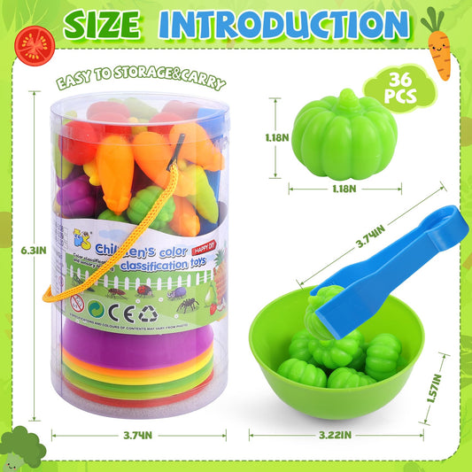 TSYAN vegetable counting game with tweezers to boost fine motor skills.