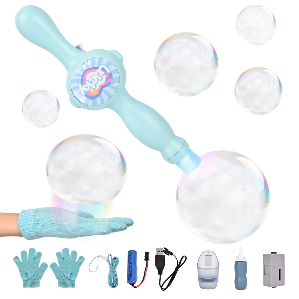 TTKADIY Elastic Bubble Fog Wand with lights showcases vivid bubbles for festive play.