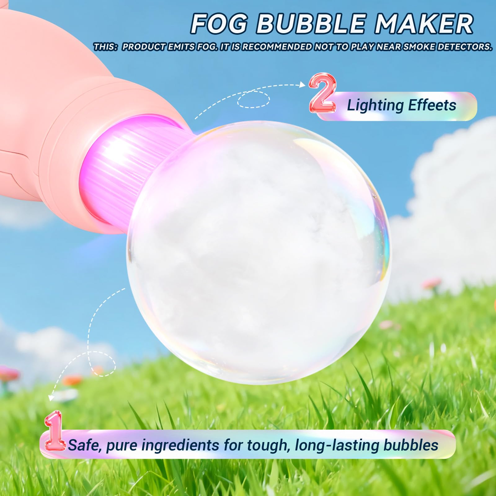 TTKADIY Bubble Fog Wand uses safe non-toxic materials for worry-free play.