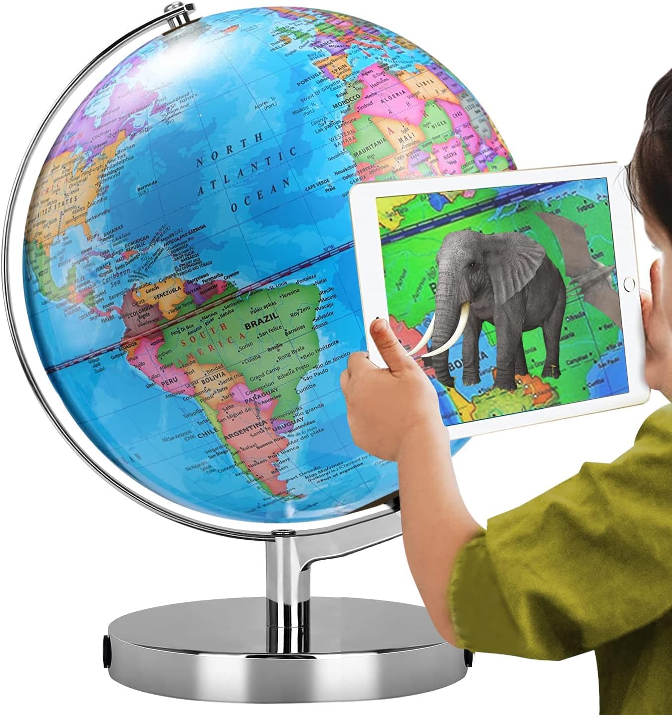 TTKTK AR Illuminated World Globe for Kids with interactive maps