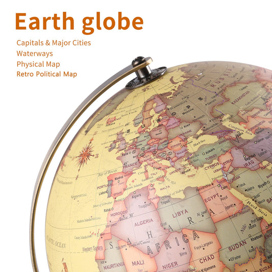 TTKTK LED globe with night illumination, ideal for study spaces, desks, and cozy evenings.