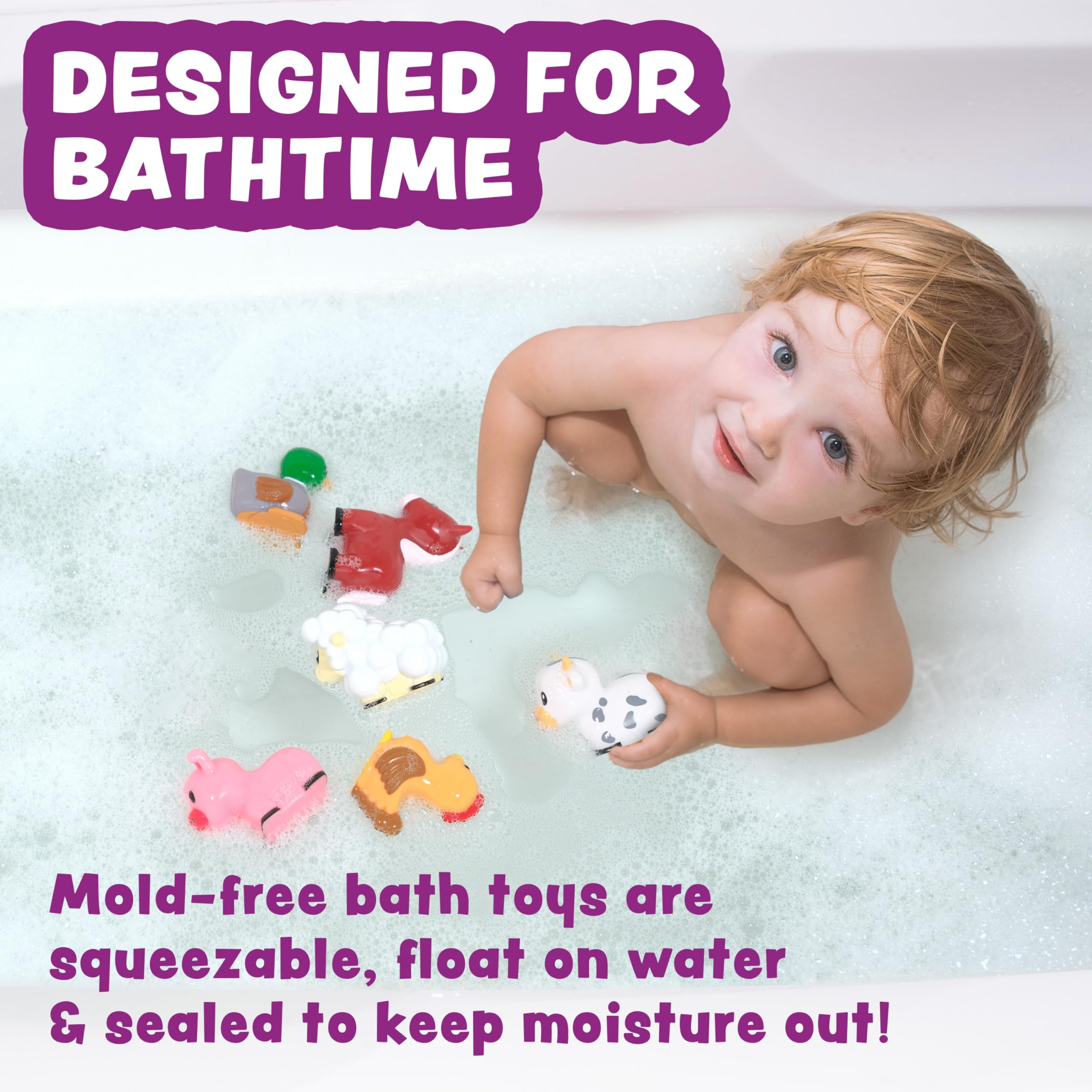 Tub Works Barnyard pig bath toy soft and squeezable for tiny hands.