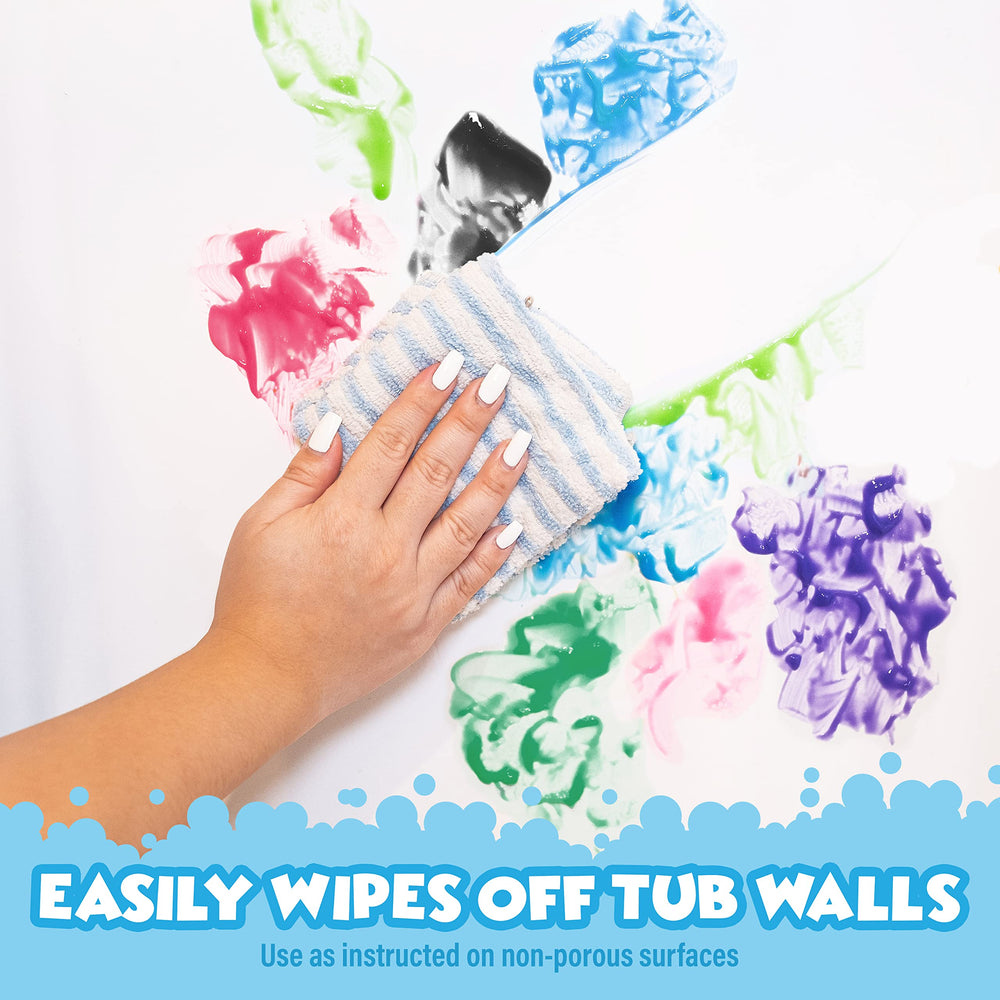 Tub Works Bath Paint Soap after-play cleanup shows easy wash-off on tub surface