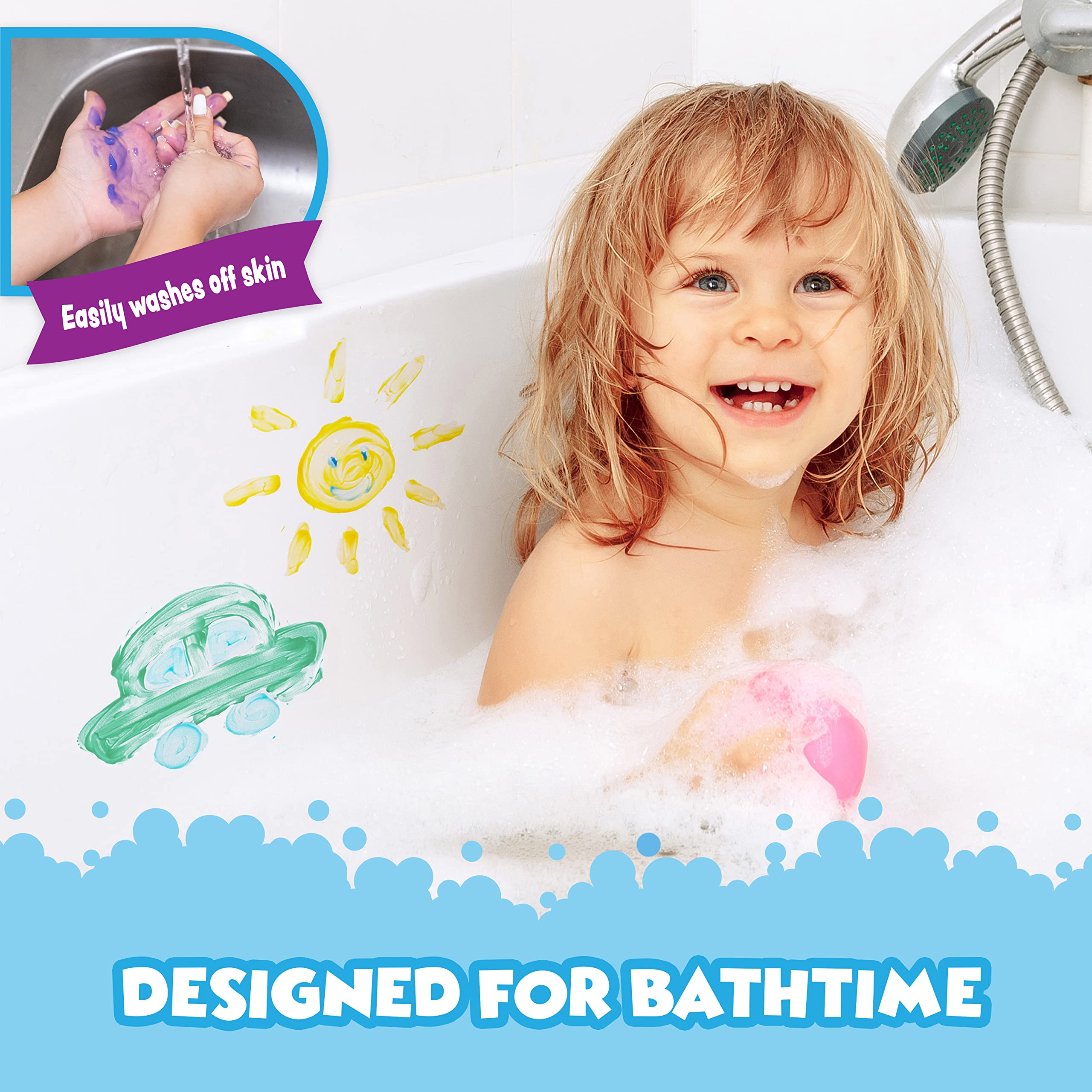 Tub Works Bath Paint Soap in Periwinkle invites mixing colors for creative experimentation.