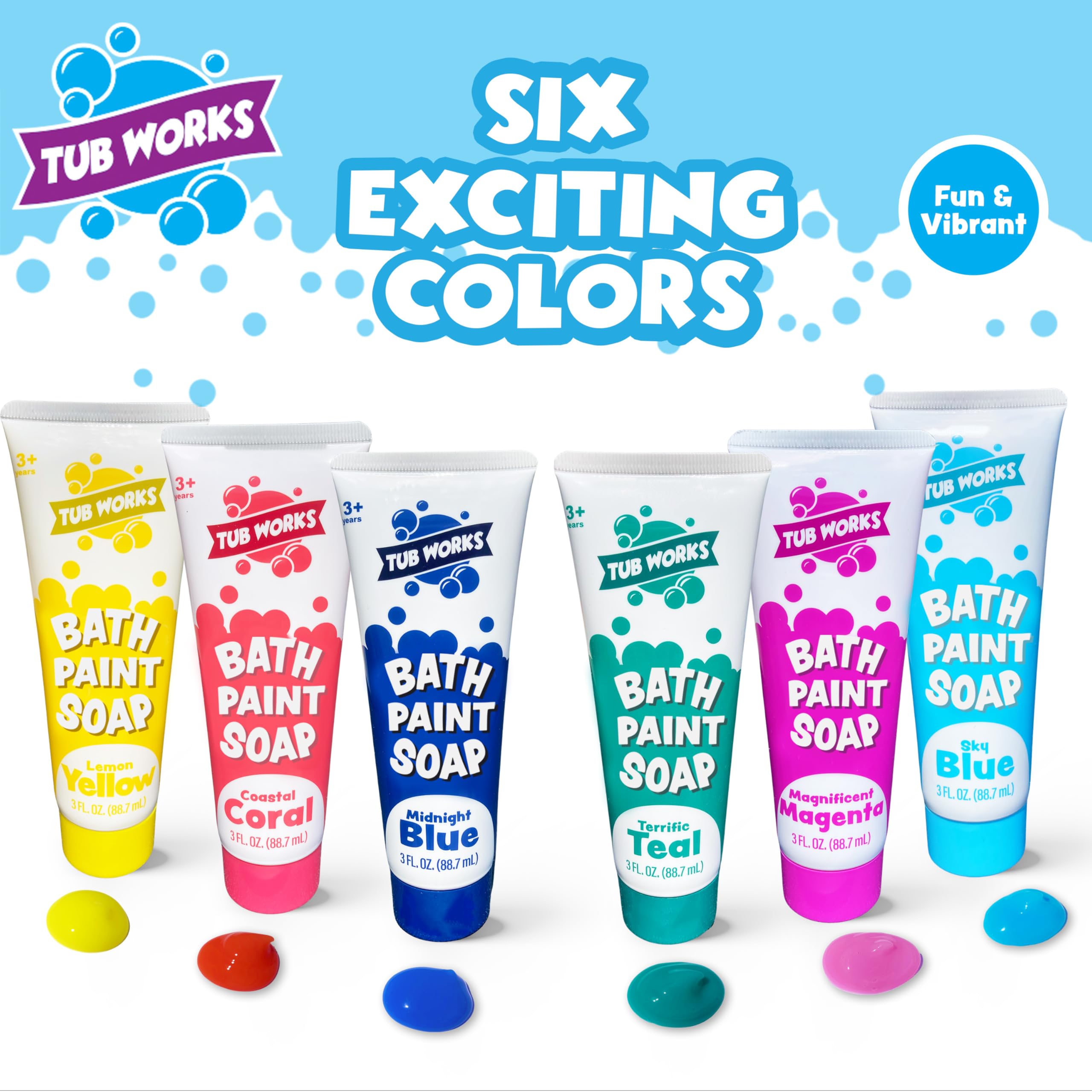 Tub Works bath paint soap in sky blue inspires color learning and washable fun