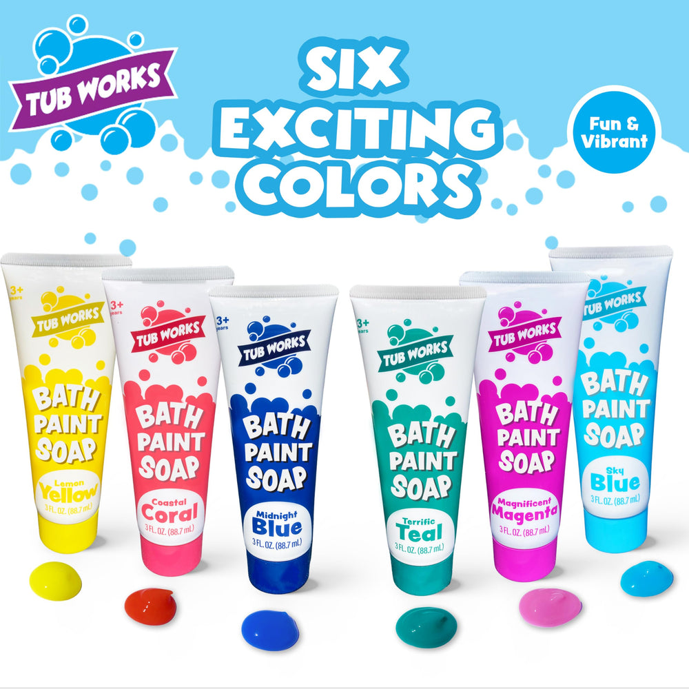 Tub Works bath paint soap in sky blue inspires color learning and washable fun