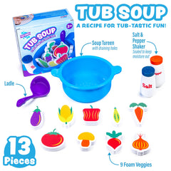 Tub Works foam veggies shown for safe, durable bath play