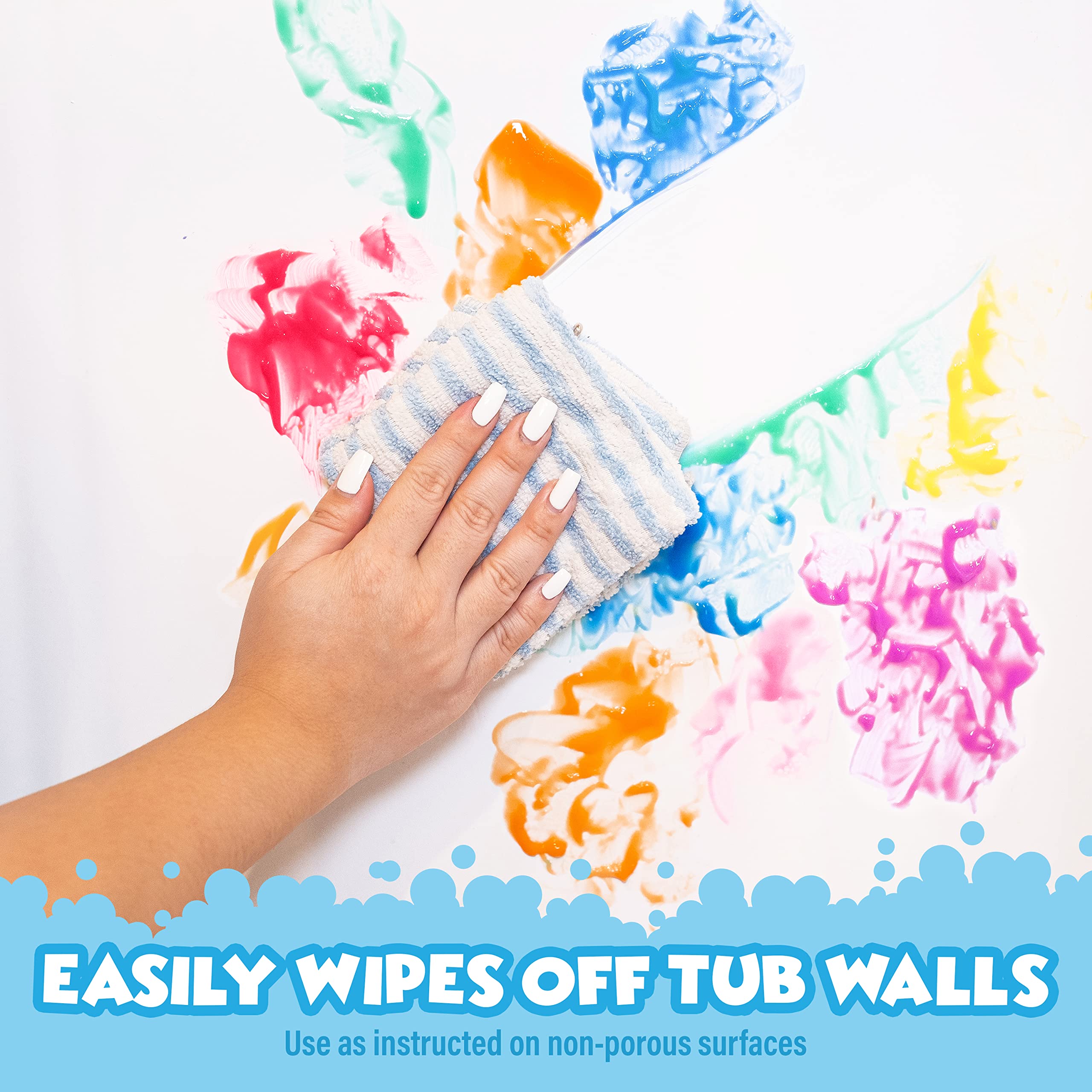 Tub Works Neon Bath Paint Soap green tube on tub wall creates color play