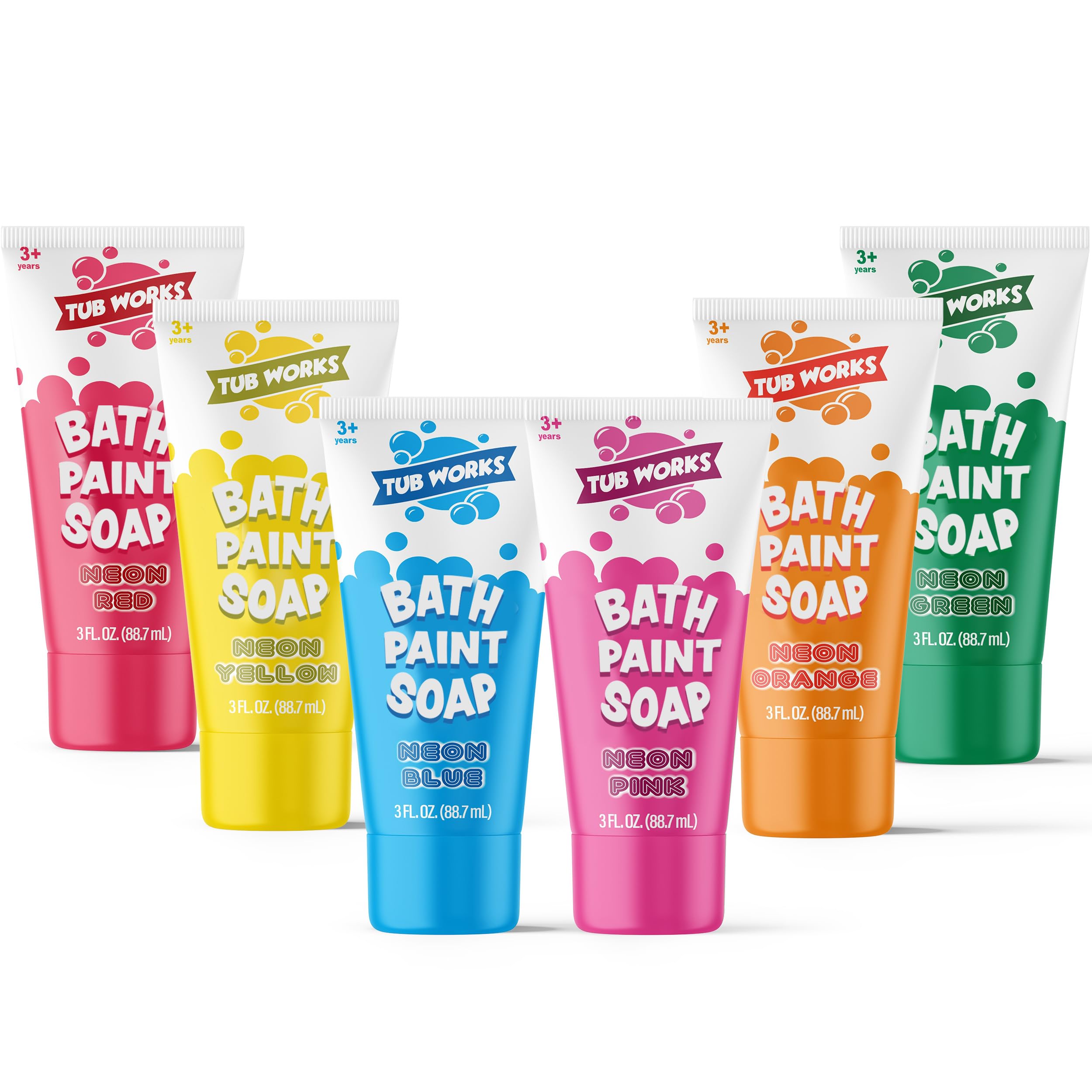 Tub Works Neon Bath Paint Soap red tube on tub wall inspires creative play