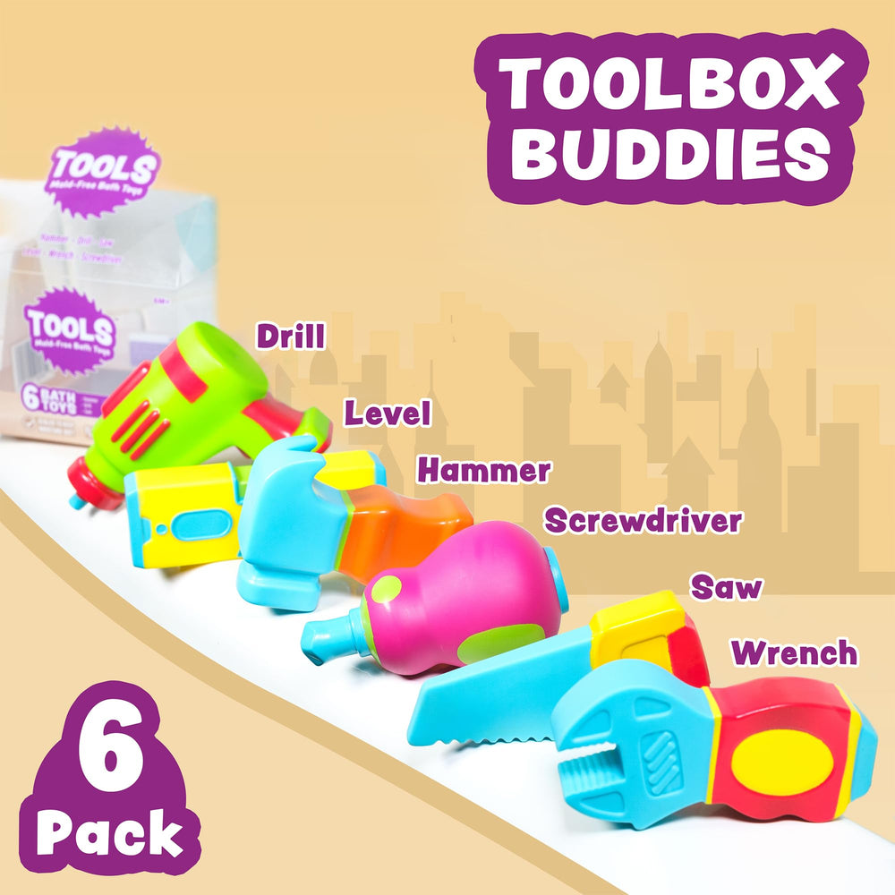 Tub Works Tools saw bath toy in bright colors fuels imaginative water play.