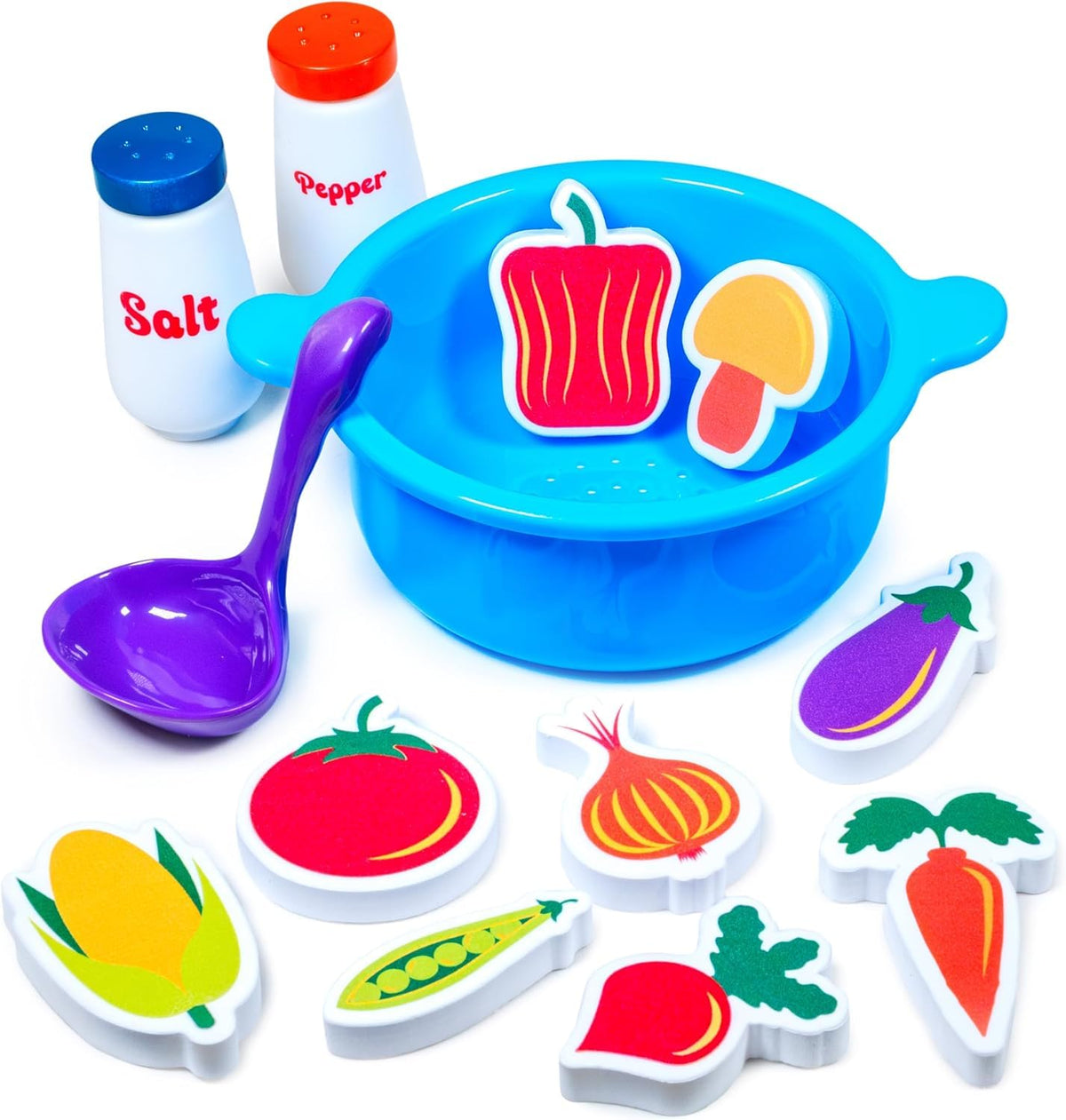 Tub Works Tub Soup scoop and strain in action for imaginative bath play