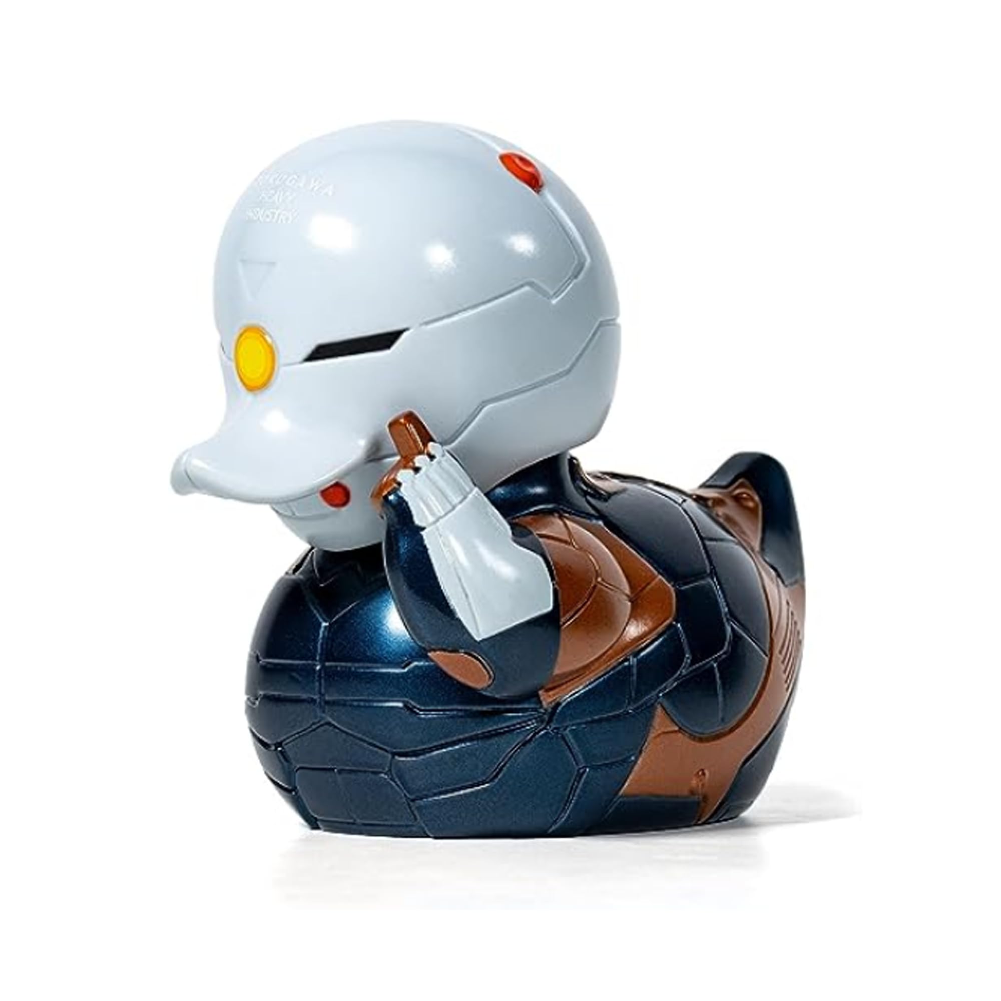 TUBBZ Grey Fox Boxed Edition duck on display shelf for collectors.