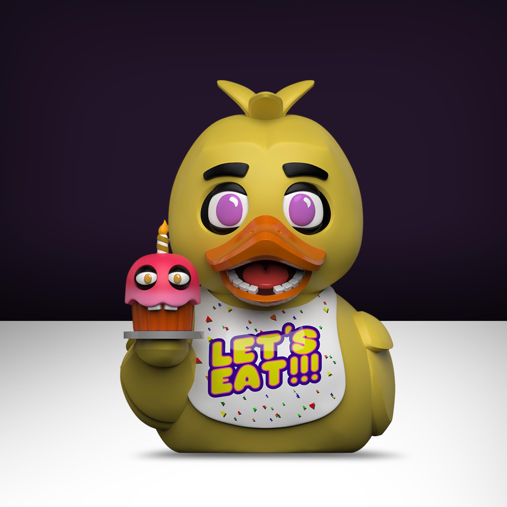 TUBBZ Chica duck stands about 9 cm for compact shelf or desk placement.