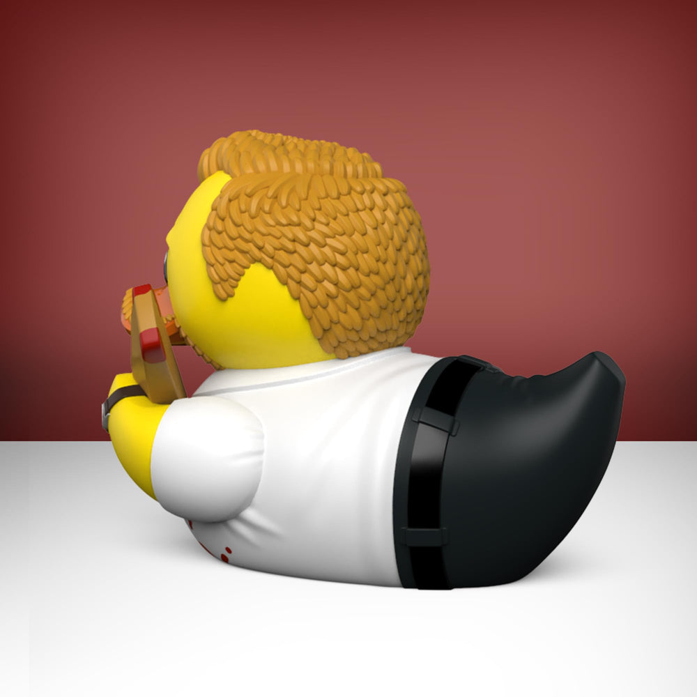 Collectible vinyl duck Shaun, officially licensed, showcased in tub display