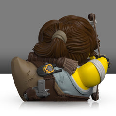 TUBBZ Lara Croft duck outside packaging shows its compact 9 cm size.