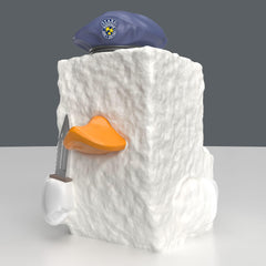 TUBBZ Mini Tofu Duck among cosplaying ducks collection for desk decor.