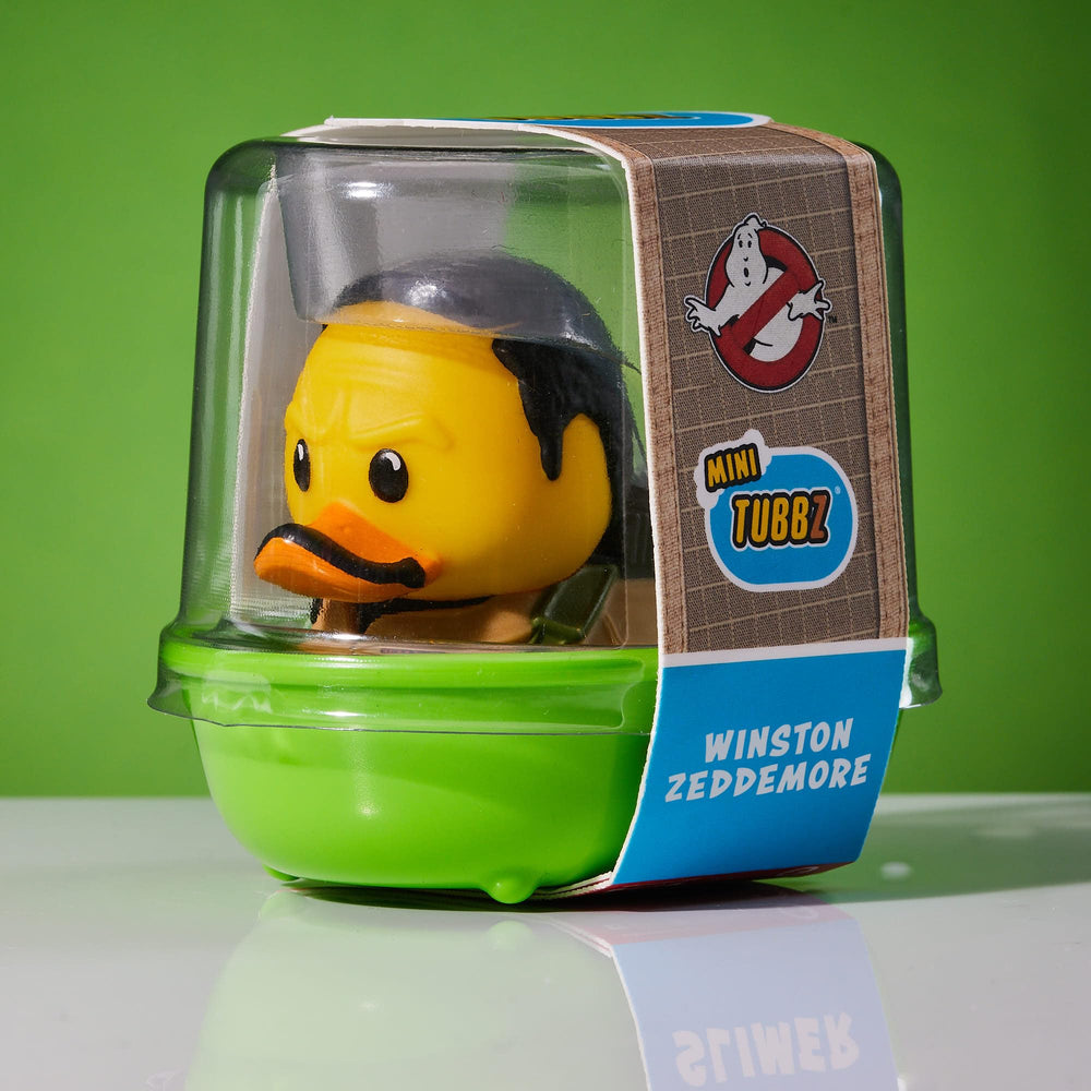 TUBBZ Winston Zeddemore duck packaging with Ghostbusters logo for shelf display